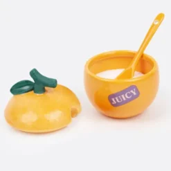 Zuckerdose ORANGE mit Löffel, Keramik